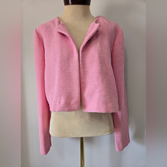 ZARA Pink Textured Tweed Jacket With Gold Buttons. Size XL - Picture 6 of 10